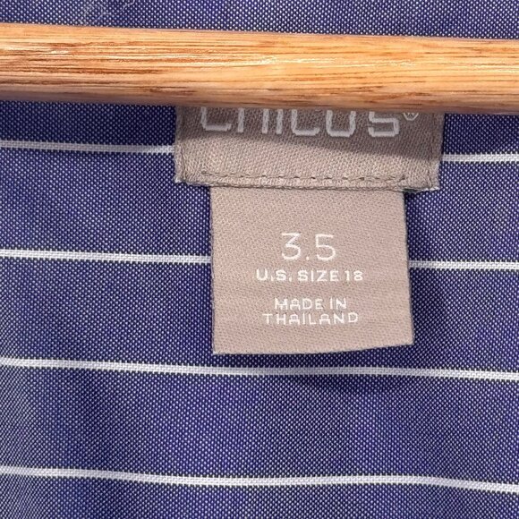 Chicos 2.5 No-Iron Coolmax All Season Striped Shirt Womens Size 18  Blue popover - Picture 2 of 13